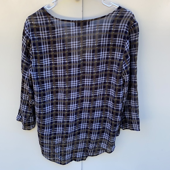 Michael Stars | Plaid Faux Wrap Front Top size Small - Picture 6 of 6